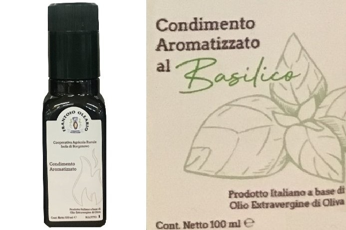 Olio E.V.O. aroma <strong>BASILICO</strong> Bottiglia 100 ml