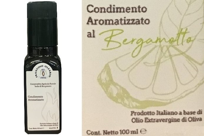 Olio E.V.O. aroma <strong>BERGAMOTTO</strong> Bottiglia 100 ml