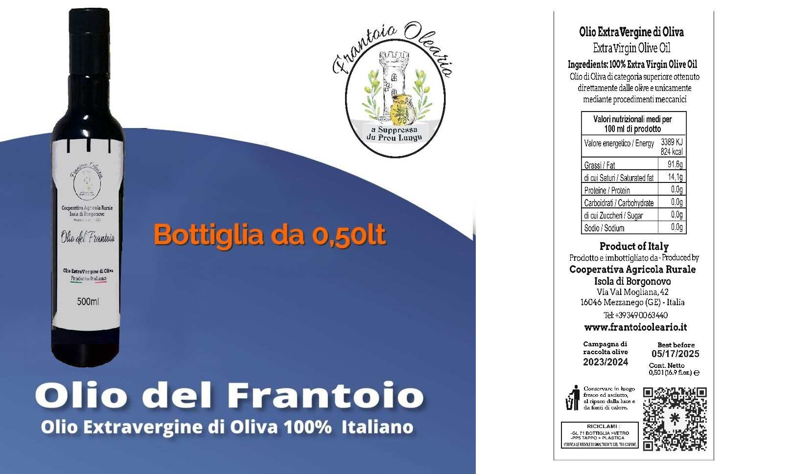 Olio Del Frantoio Bott. 0.5 lt